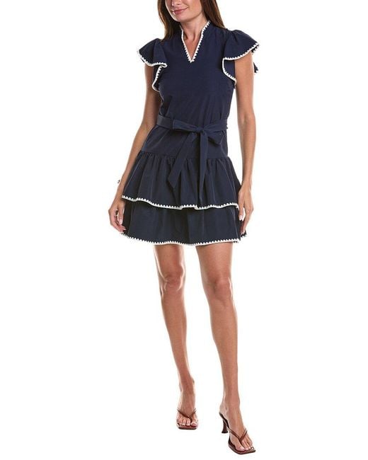 Cece Blue Flutter Midi Dress