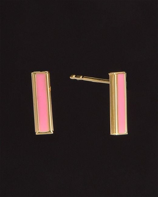 Italian Gold Black 14k Bar Studs