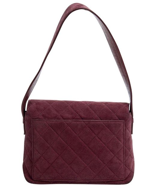 Chanel Purple Quilted Suede Single Flap Bag (Authentic Pre-Owned)