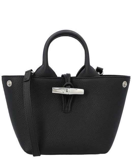Longchamp Black Le Roseau Extra Small Leather Handbag