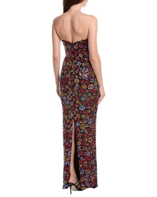 Marchesa Red Embellished Column Gown