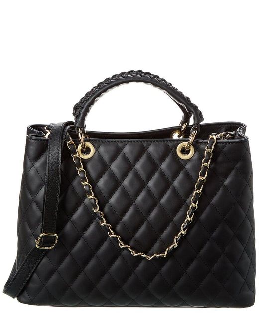 Persaman New York Black Freya Quilted Leather Tote