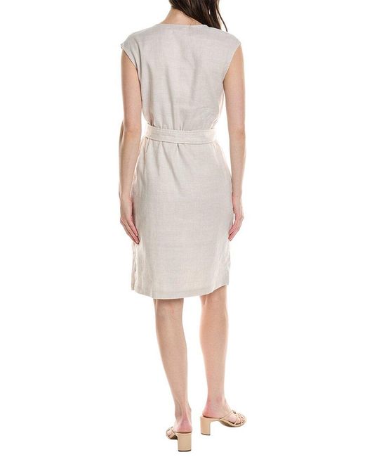 J.McLaughlin White Solid Winifred Linen-blend Dress