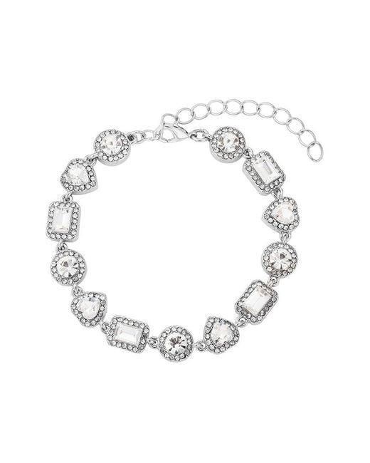 Adornia Metallic Crystal Halo Heart Chain Bracelet
