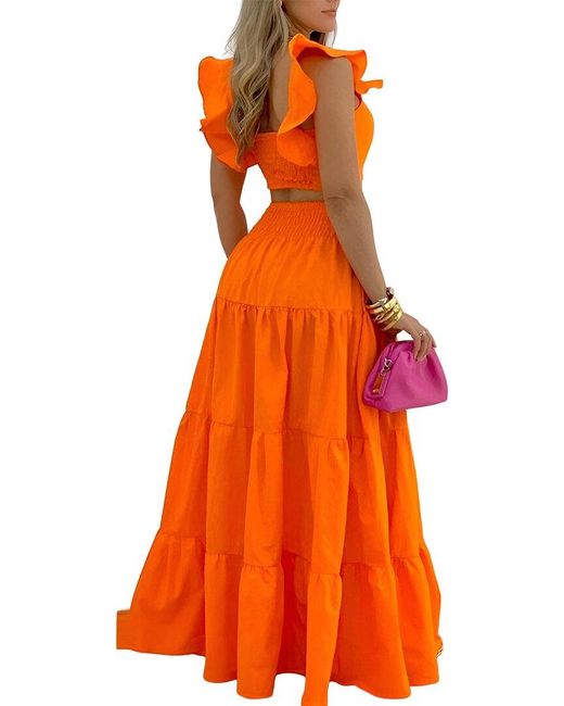 Monique Lagarde Orange Top & Skirt Set