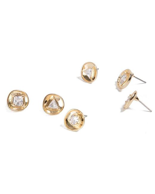 Saachi Metallic Cz Small Charm Studs