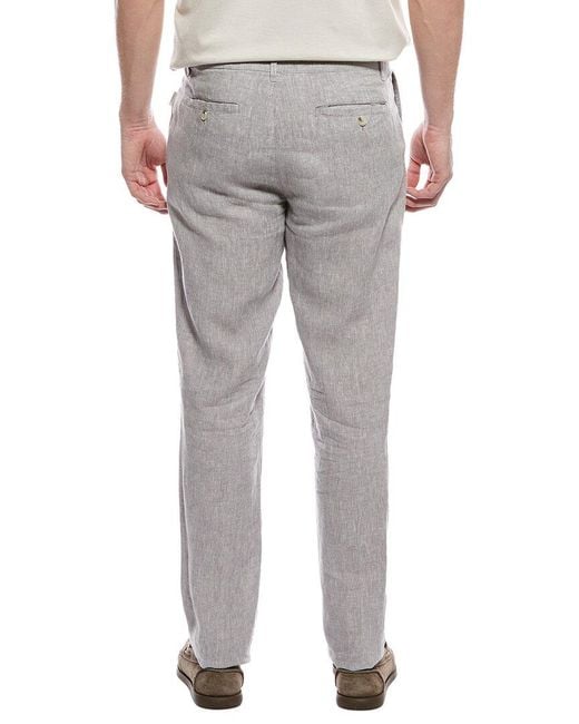 Onia Gray Linen Tapered Pleated Trouser for men