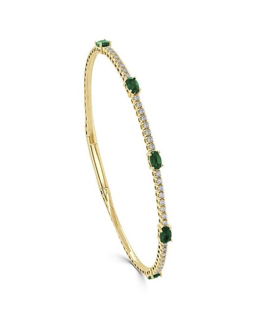 Sabrina Designs Metallic 14k 1.41 Ct. Tw. Diamond & Emerald Station Bangle Bracelet