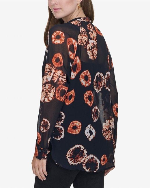 Halston Heritage Blue Printed V-Neck Top
