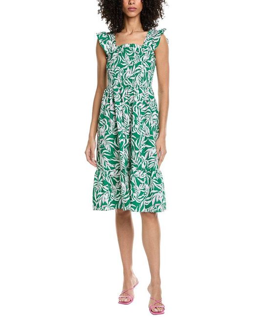 Nanette Lepore Green Cap Sleeve Midi Dress
