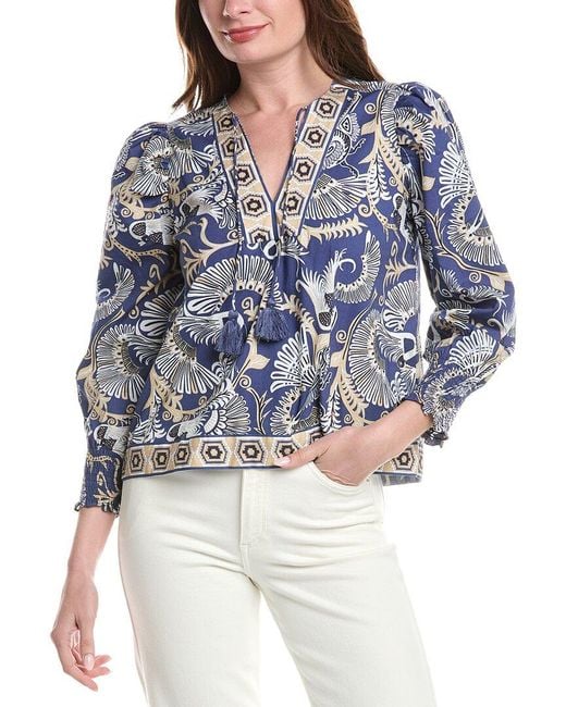 Sail To Sable Blue Puff Sleeve Top