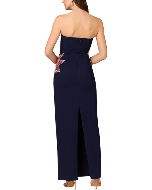 Aidan Mattox Blue Printed Maxi Dress