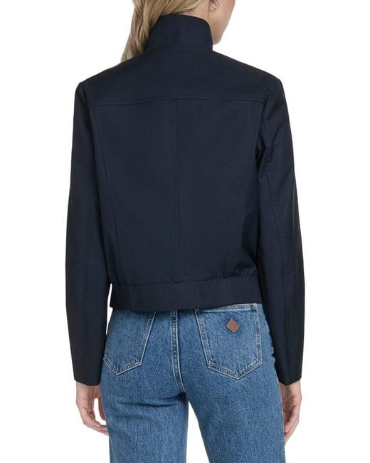 Cole Haan Blue Pin Stripe Rain Bomber Jacket