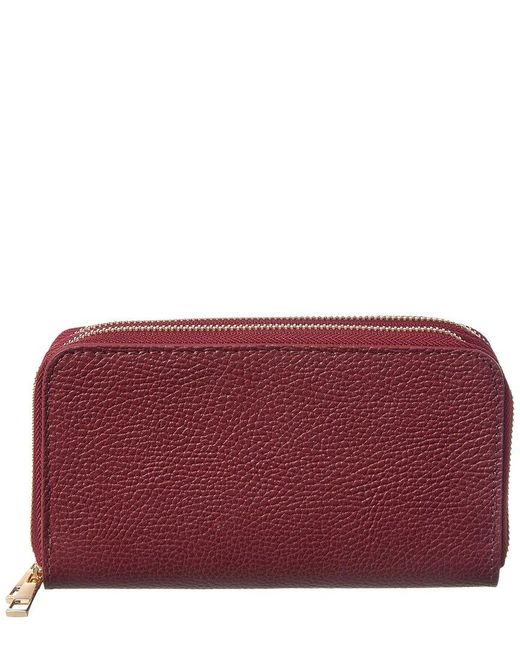 Persaman New York Purple Xenia Zip Leather Continental Wallet