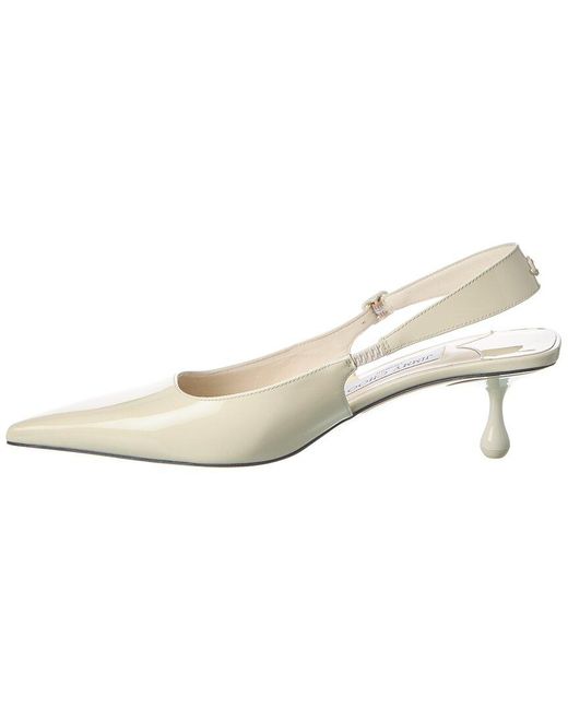 Jimmy Choo White Amel 50 Patent Slingback Pump