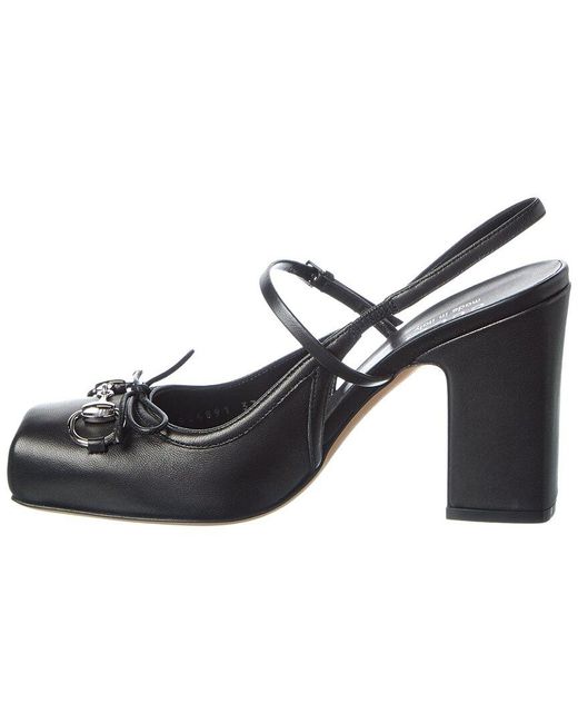 Gucci Black Horsebit Leather Slingback Pump