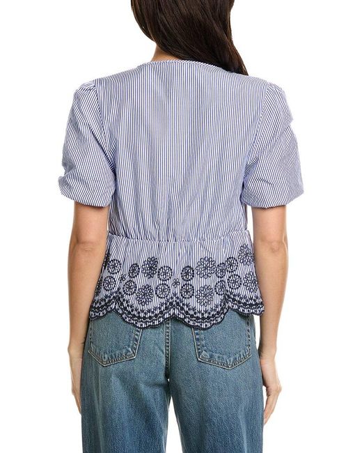 Estellina Blue Embroidered Top
