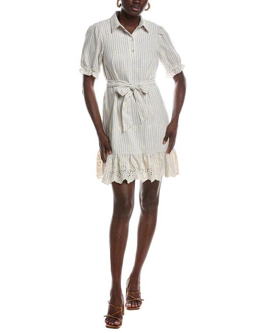 Vince Camuto White Ruffle Shirtdress