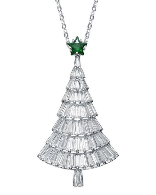 Genevive Jewelry White Plated Christmas Tree Brooch