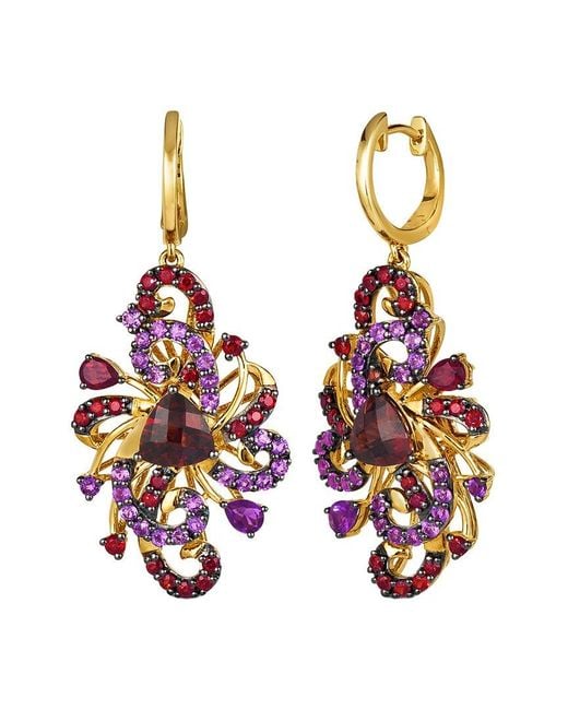 Le Vian Multicolor Renewal 14K 5.76 Ct. Tw. Garnet, Amethyst Dangle Earrings