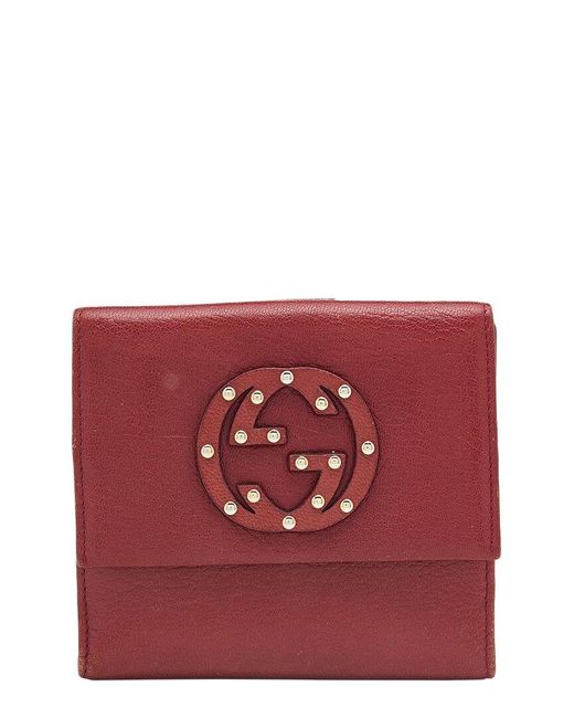 Gucci Red Leather Gg Interlocking French Wallet (Authentic Pre-Owned)
