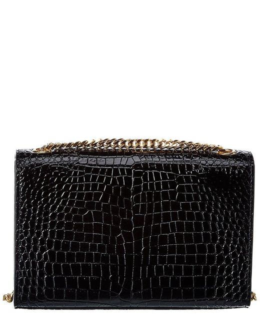 Saint Laurent Black Kate Tassel Small Croc-embossed Leather Shoulder Bag