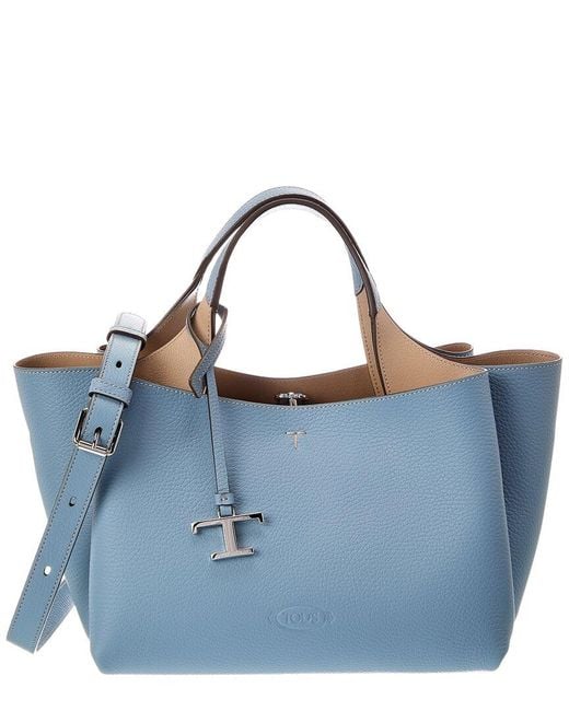 Tod's Blue T Timeless Pendant Mini Leather Tote