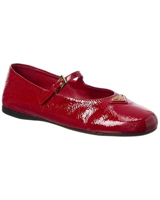 Prada Red Naplak Patent Flat