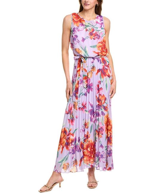 Donna Ricco Red Chiffon Maxi Dress
