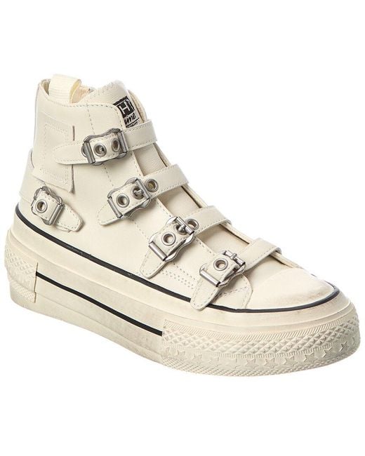 Ash White Razor Leather Platform High-Top Sneaker