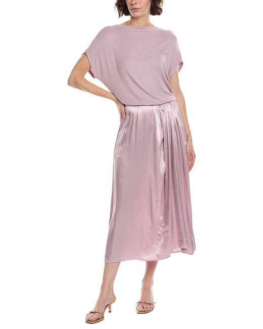 Michael Stars Pink Siobhan Twist Front 2-In-1 Midi Dress