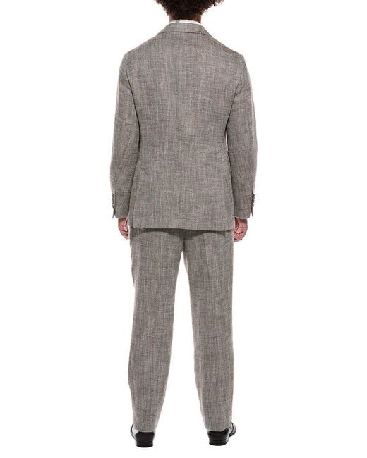Brunello Cucinelli Gray 2Pc Silk & Linen-Blend Suit for men