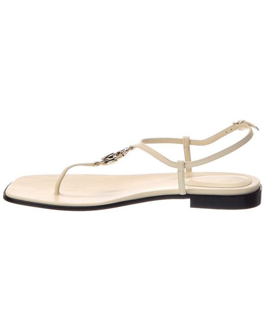 Gucci White Gg Logo Leather Sandal