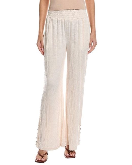 Vintage Havana White Crinkle Knit Wide Leg Pant
