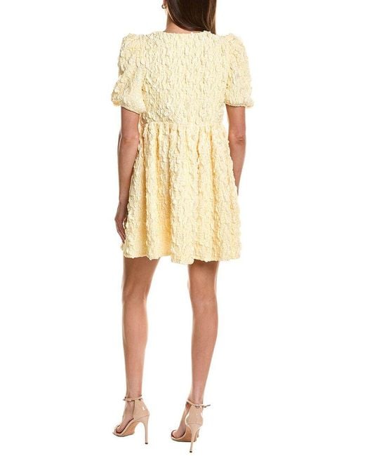 English Factory Yellow Bow Detailed Puff Sleeve Stretchy Dress