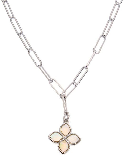 Juvell White 18K Plated Pearl Cz Link Necklace