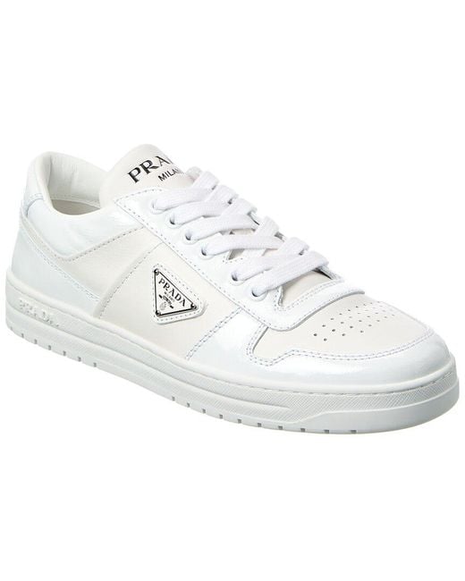Prada Downtown Leather Sneaker in White | Lyst