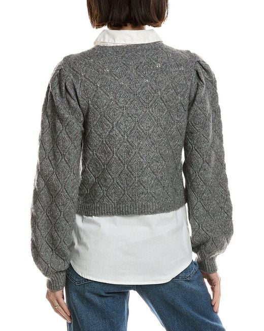 Ted Baker Gray Pointelle Sweater