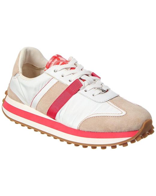 Ferragamo Pink Iulia Suede-Trim Sneaker