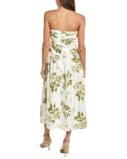1.STATE Green Strapless Ruched Bodice Maxi Dress