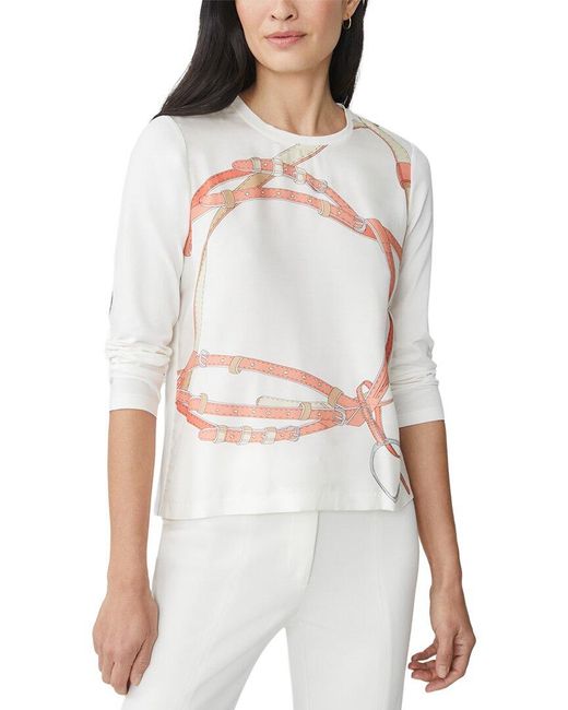 J.McLaughlin White Alessandra Silk-Blend Top