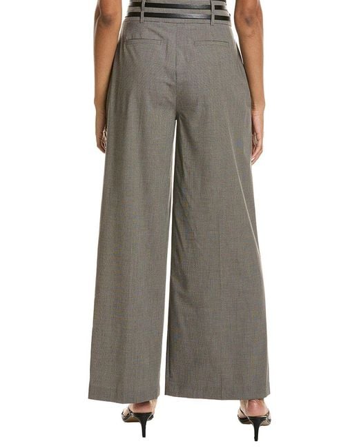 Kenneth Cole Brown High-Rise Pleated Wide Leg Pant