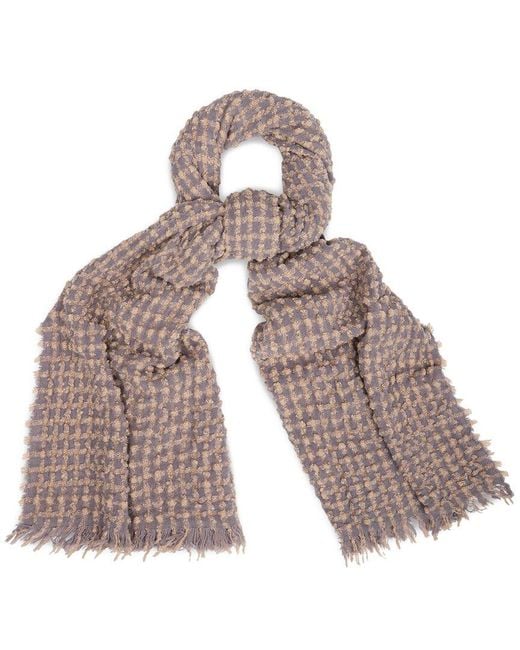 Saachi Brown Crinkle Plaid Scarf