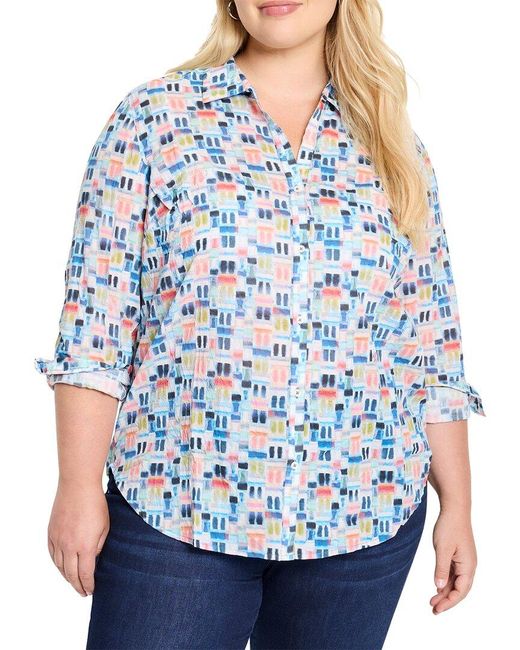 NIC+ZOE Blue Plus Portofino Boyfriend Shirt
