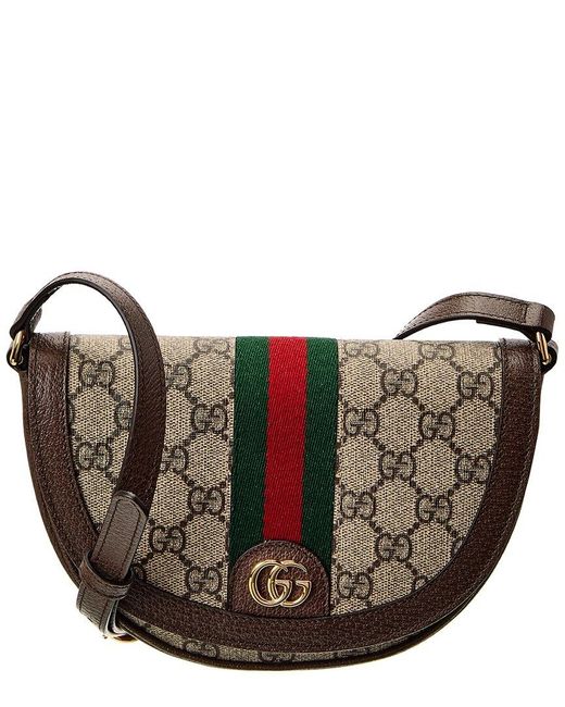 Gucci Brown Ophidia Mini GG Supreme Canvas & Leather Shoulder Bag