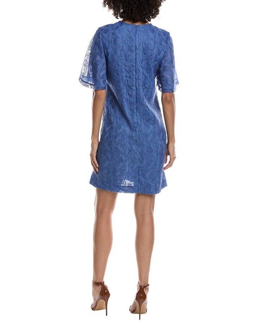 Lela Rose Blue Rachel Tulip Lace Tunic Dress