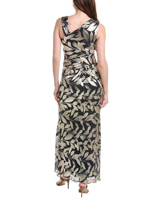 Adrianna Papell Metallic Foil Asymmetric Gown