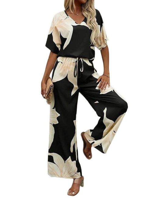 Emma way Black 2Pc Top & Pant Set