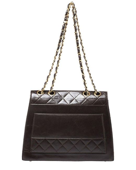 Chanel Black Dark Quilted Leather Shoulder Strap (Authentic Pre-Owned)