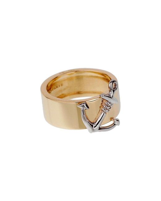 Hermès White 18K Two-Tone Anchor Ring (Authentic Pre-Owned)